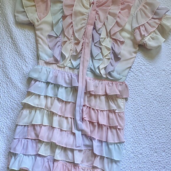 Pastel Rainbow Frilly Dress - Picture 4 of 5
